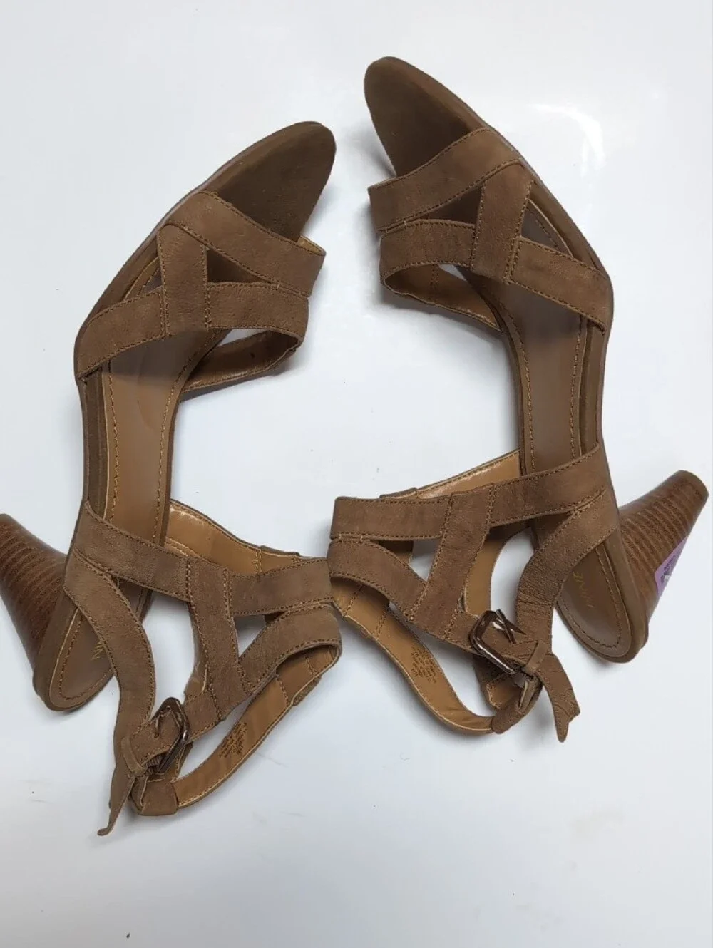 Nine West Tan Suede Strappy Heeled Sandals